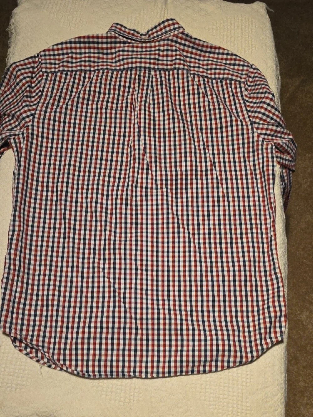 Banana Republic Men's Red, White & Blue Check Button-Down Shirt, Grant Fit, XL